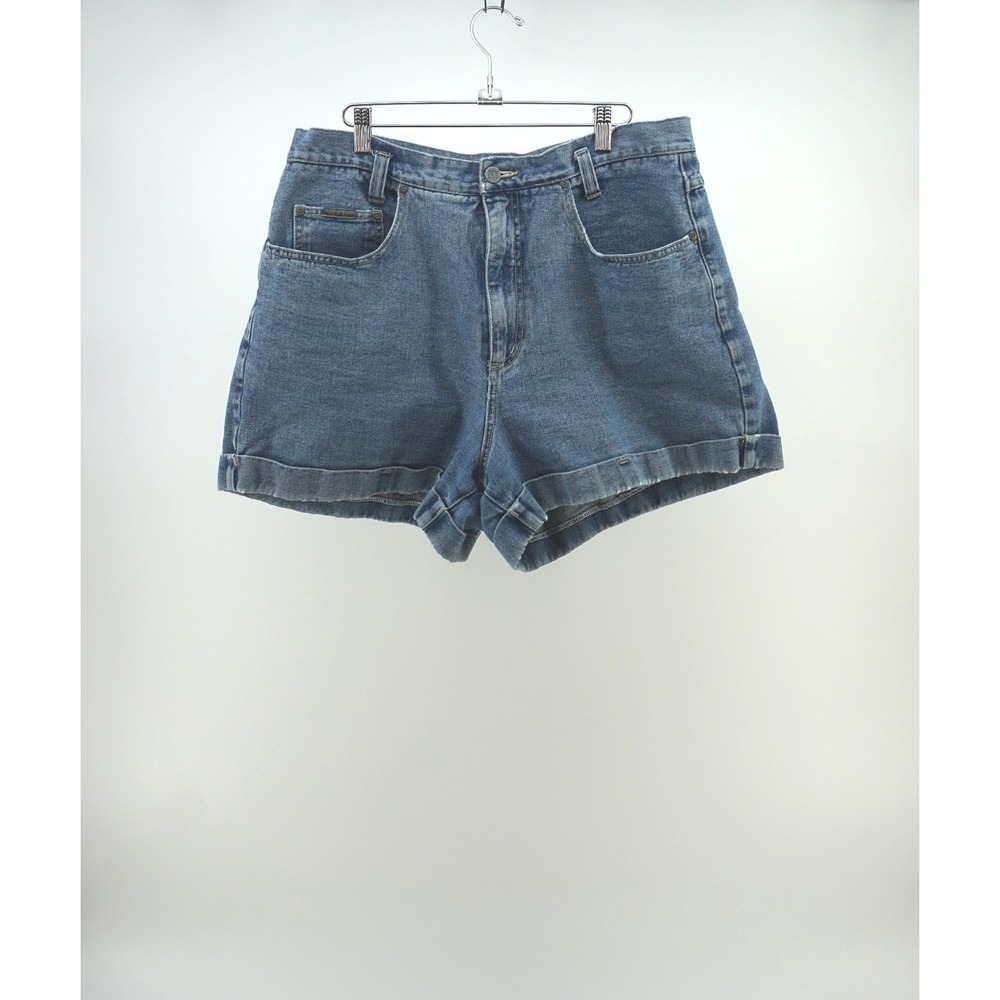 NY Jeans Denim A-Line Shorts High Waisted 90s Mom Medium Wash Blue Size‎ 16